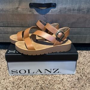 Solanz Tan Strappy Sandals